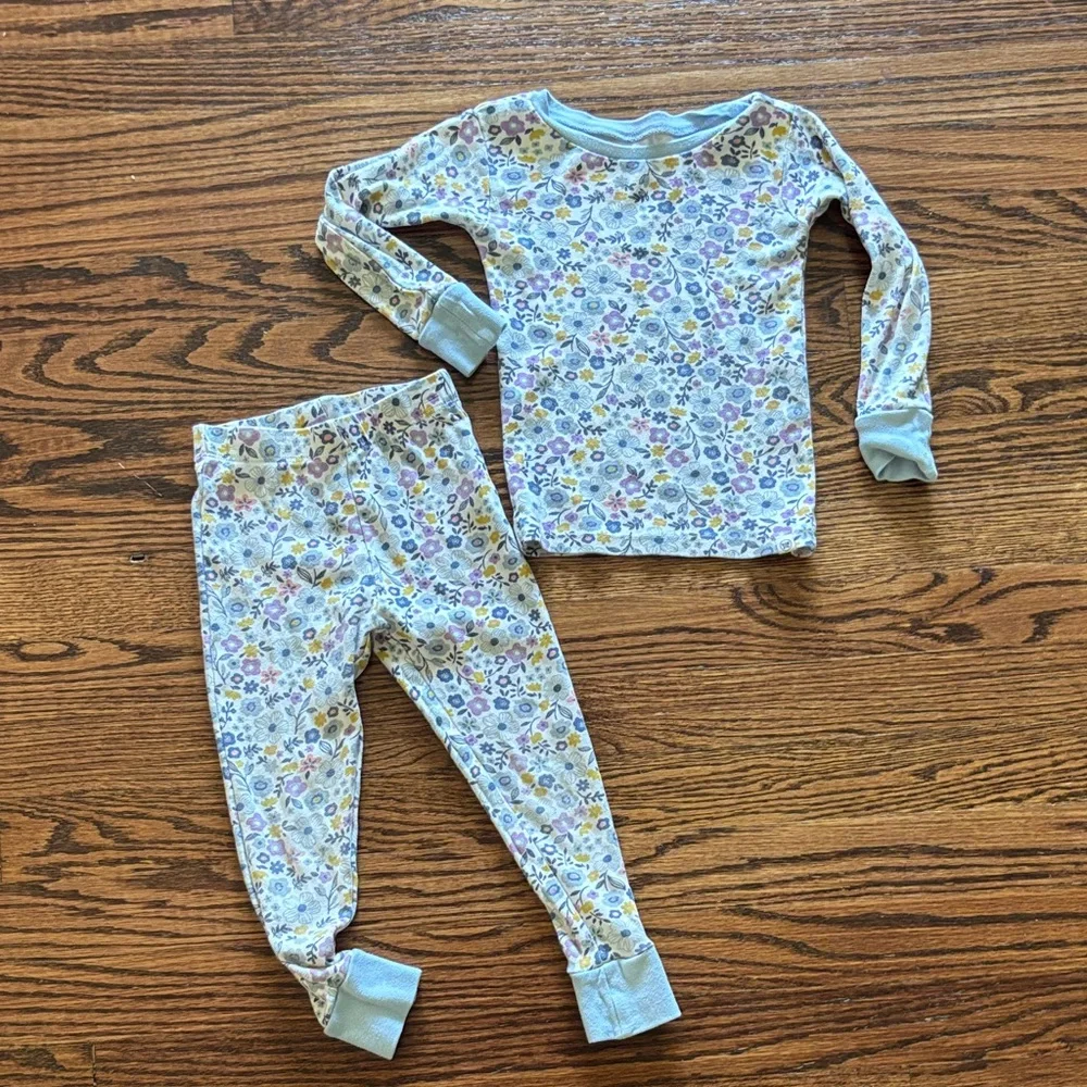 Honest Baby Floral Long Sleeve Two Piece Pajama Set, 4T